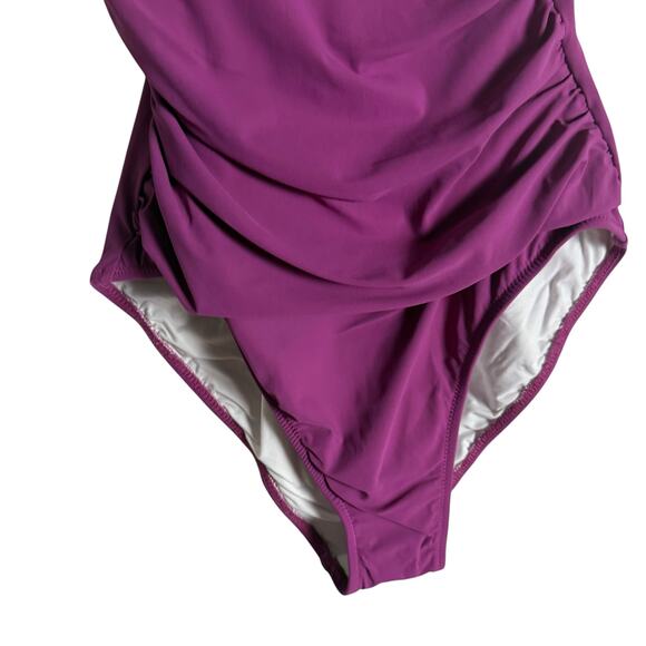 Profile By Gottex Purple One-Shoulder Ruffle One-Piece Swimsuit Size 8 - Picture 5 of 10